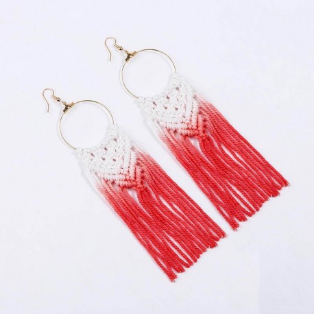 Boucles d'oreilles géométriques avec franges macramé