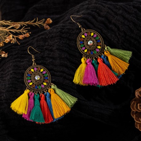 Boucles d'oreilles colorée bohème