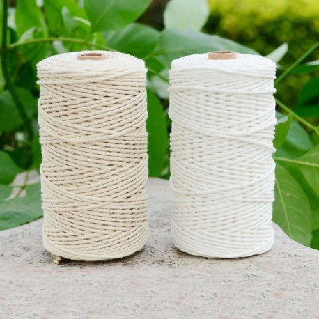 fil macramé 3 mm Blanc et Beige