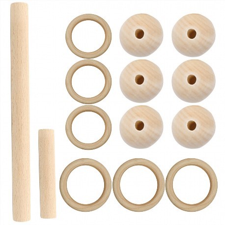 Kit de macramé anneaux perles et bâton en bois